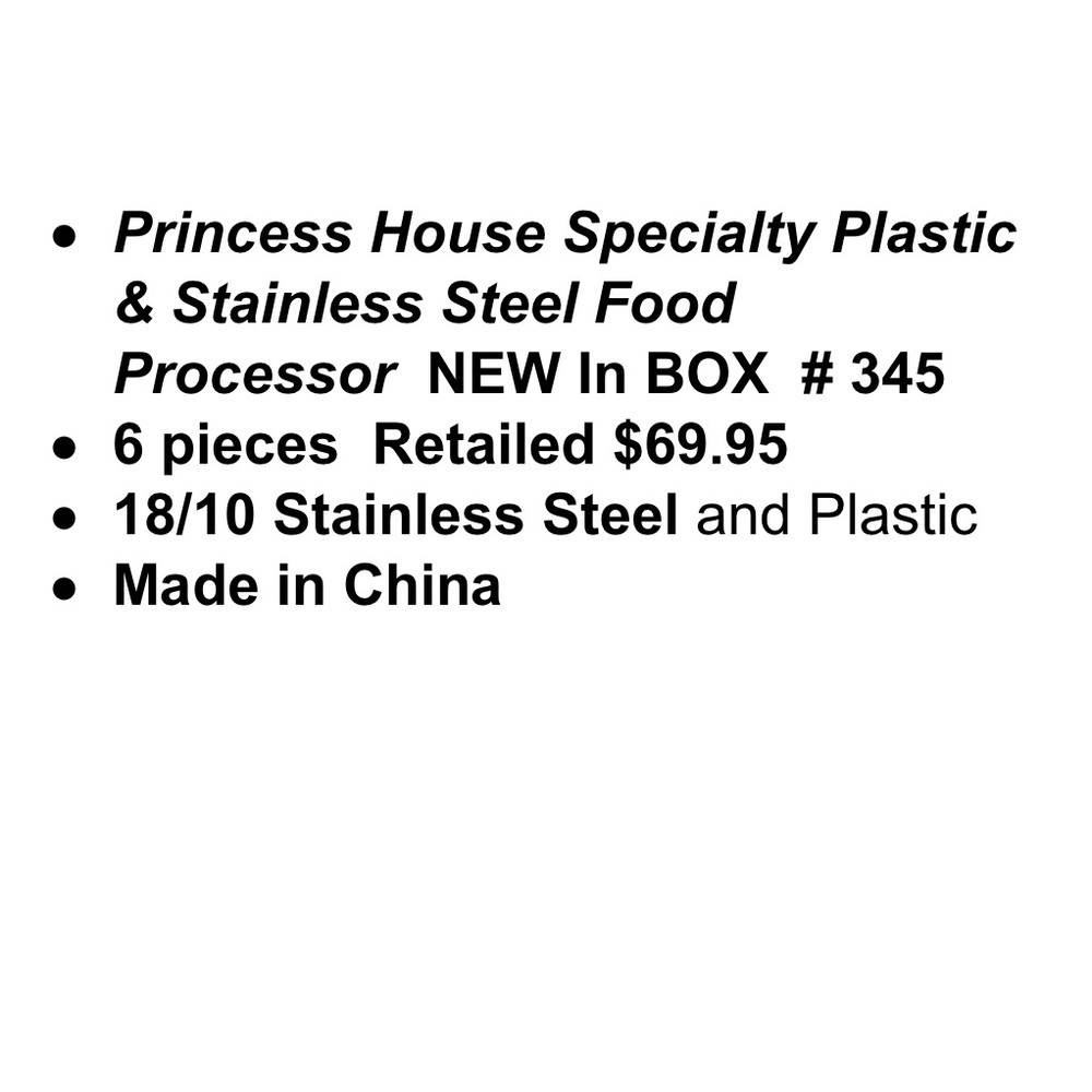 345 Princess House 6pc Plastic & SS Food Processor - Picture 4 of 6